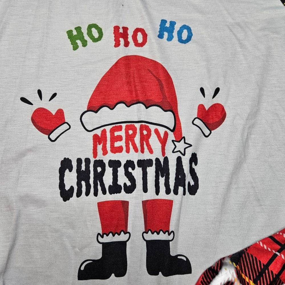Women's Medium White Red Black Plaid Merry Christmas Santa Long Sleeve PJ Set - Picture 5 of 9